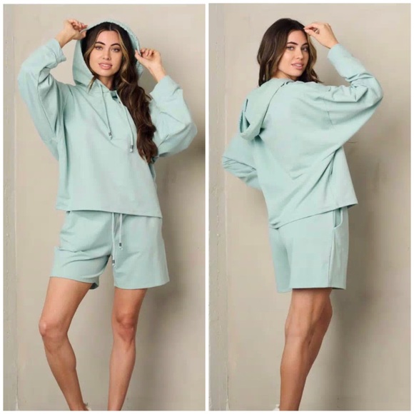 Mint lounge short & hoodie set - Picture 4 of 5